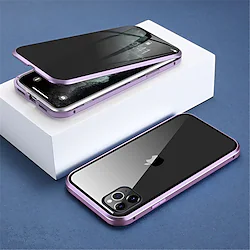 Phone Case For Apple Magnetic Adsorption iPhone 14 Pro Max 13 12 11 Pro Max Mini X XR XS 8 7 Plus Full Body Protective Anti peep with Front Screen Glass Film Solid Colored Privacy Tempered Glass Lightinthebox