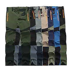 Men's Hiking Pants Trousers Summer Outdoor Breathable Water Resistant Quick Dry Zipper Pocket Bottoms Elastic Waist Blue-Green grey blue Camping / Hiking / Caving L XL 2XL 3XL 4XL / Lightweight Lightinthebox