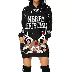 Reindeer Rudolph Ugly Christmas Sweater / Sweatshirt Christmas Dress Women's Special Christmas Christmas Carnival Masquerade Adults' Party Christmas Vacation Polyester Dress Lightinthebox