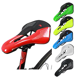 Bike Saddle / Bike Seat Anti-Slip Nondeformable Breathable Professional PU Leather Cycling Road Bike Mountain Bike MTB Black And White fluorescent green Screen Color Lightinthebox
