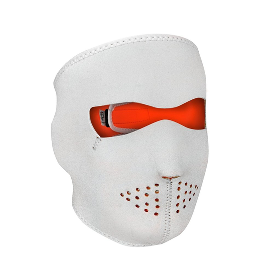 Full Face Reversible Neoprene Ski Mask - White / High Visibility Orange