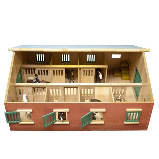 Kids Globe Farm Stables with 7 Boxes 1:24 610595