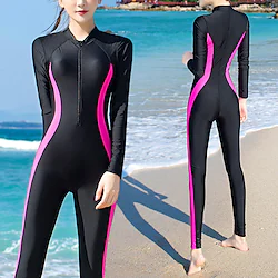 Women's Rash Guard Dive Skin Suit UV Sun Protection UPF50 Quick Dry Full Body Diving Suit Swimsuit Front Zip Swimming Diving Surfing Snorkeling Patchwork Spring Summer Autumn / Lightweight Lightinthebox
