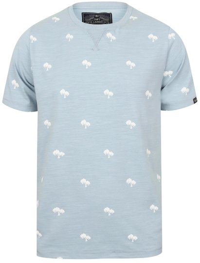 T-Shirts Maui Palm Print Cotton Jersey T-Shirt In Blue Fog - Tokyo Laundry / S - Tokyo Laundry