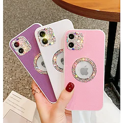 Diamond Crystal Camera Lens Bling Glitter Soft Leather Phone Case for iPhone 14 Pro Max 13 Pro Max 12 11 X XS XR 7 8 Plus SE Luxury Cover Lightinthebox