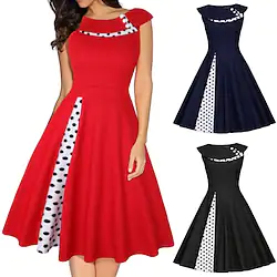 Audrey Hepburn Country Girl Gentlewoman Polka Dots Classical Retro Vintage 1950s Cocktail Dress Vintage Dress Spring Summer Dress Party Costume Christmas Dress Rockabilly Prom Dress Women's Adults' Lightinthebox