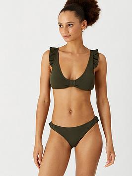 Accessorize Textured Frill Side Bikini Briefs - Khaki