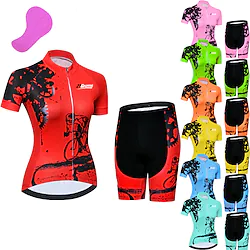 Women's Short Sleeve Cycling Jersey with Shorts 3D Pad Spandex Polyester Black Red Green Pink Solid Color Gear Bike Clothing Suit Breathable Ultraviolet Resistant Quick Dry Back Pocket Sweat wicking Lightinthebox