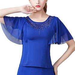 Ballroom Dance Top Split Joint Crystals / Rhinestones Women's Training Performance High Polyester Lightinthebox