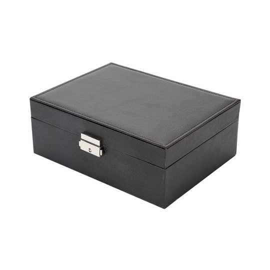 (Black ) Jewelry Box Organizer Travel LeatherOrnaments Case Storage
