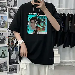 Inspired by Attack on Titan Eren Jaeger Cosplay Costume T-shirt Cartoon Anime Harajuku Graphic Kawaii T-shirt For Men's Women's Unisex Adults' Hot Stamping 100% Polyester Lightinthebox