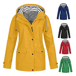 Women's Rain Jacket Hiking Raincoat Waterproof Jacket Outdoor Windproof Quick Dry Lightweight Hooded Windbreaker Parka Trench Coat Top Camping Hunting Fishing Navy Pink Blue Purple Lightinthebox