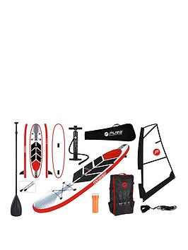 Pure Windsurf Sup Inflatable Stand Up Paddle Board 10.5 Feet - Complete Set With Pump, Patch Tool, Foot Lead, Adjustable Paddle And Waterproof 2L Bag
