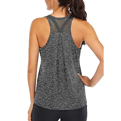 Women's Yoga Top Summer Racerback Patchwork Light Blue Purple Mesh Fitness Gym Workout Running Tank Top T Shirt Sport Activewear 4 Way Stretch Quick Dry Moisture Wicking High Elasticity Loose Lightinthebox