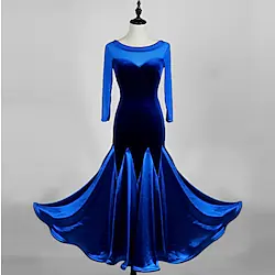 Ballroom Dance Dress Split Joint Women's Performance 3/4 Length Sleeve High Stick-Satin Velvet Lightinthebox
