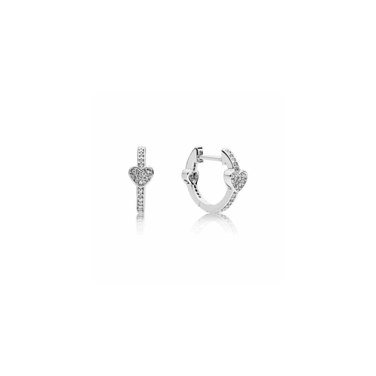 Pandora Alluring Hearts Hoop Earrings 297290CZ with Pandora Gift Box