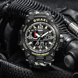 SMAEL Men Sports Watches Dual Display Analog Digital LED Electronic Quartz Wristwatches Waterproof Swimming Military Watch Lightinthebox