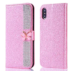 Phone Case For Apple Full Body Case iPhone 14 Pro Max 14 Plus 13 12 11 Pro Max Mini X XR XS Card Holder Glitter Shine Dustproof Butterfly Glitter Shine Crystal Diamond PU Leather Lightinthebox