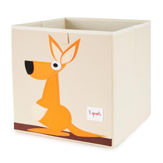 3 Sprouts Multipurpose Kids Storage Toy Box Foldable Organizer Cube, Kangaroo