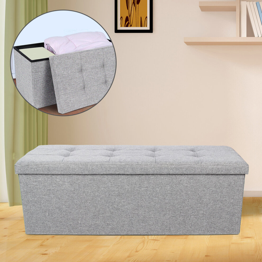 Linen Storage Foldaway Seat Stool Bench Chest Toy Box Pouffe Bench