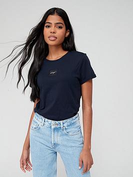 HUGO Slim Box Logo Tee - Navy, Blue, Size Xs, Women