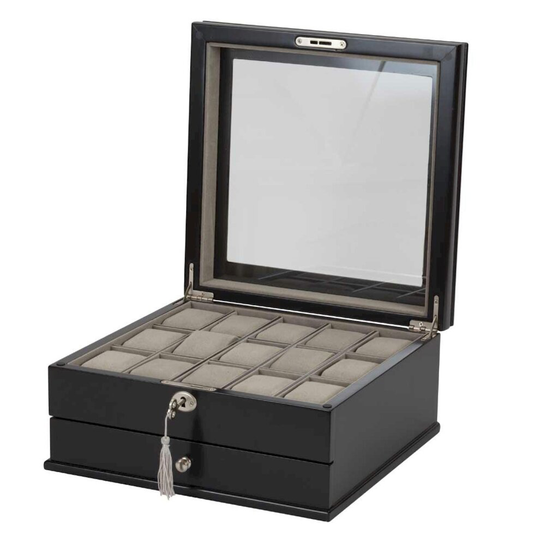 Mele and Co Black Wooden Large 15 Watch Box