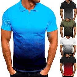 Men's Polo Shirt Golf Shirt Quick Dry Regular Fit Polo T Shirt Moisture Wicking Top Short Sleeve Lightweight Breathable Gradient Color Shirt for Tennis Golf Running Athletic Workout Lightinthebox