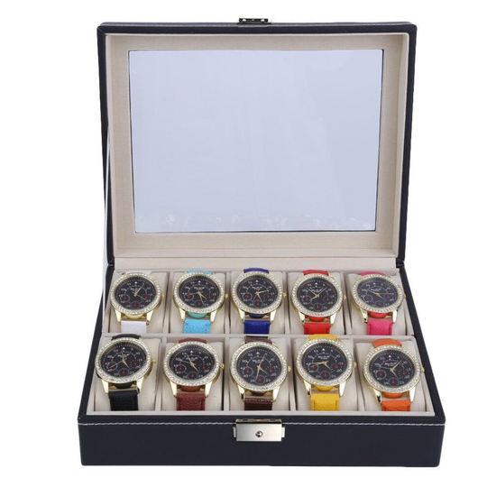 10 Grids Watch Display Storage Box Jewelry Collection Case Organizer