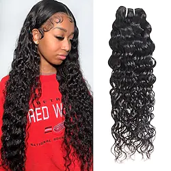 1 Bundle Hair Weaves Brazilian Hair Water Wave Human Hair 8-28 inch Black Women Youth Lightinthebox