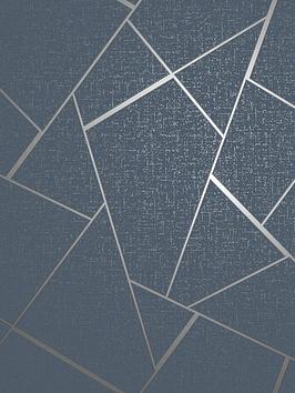 Fine Décor Fine Decor Quartz Fractal Navy & Silver Glitter Wallpaper