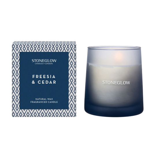 (Freesia & Cedar) Stoneglow Candles Geometrics Candle in a box