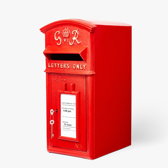 Royal Mail GR RED Post Box Cast Iron Pillar Letter Mail Free Standing