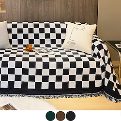 Checkerboard Throw Blanket for Sofa Couch Chair Bed Geometric Blanket with Fringe Plaid Throw Blanket Multi-Function Lightinthebox