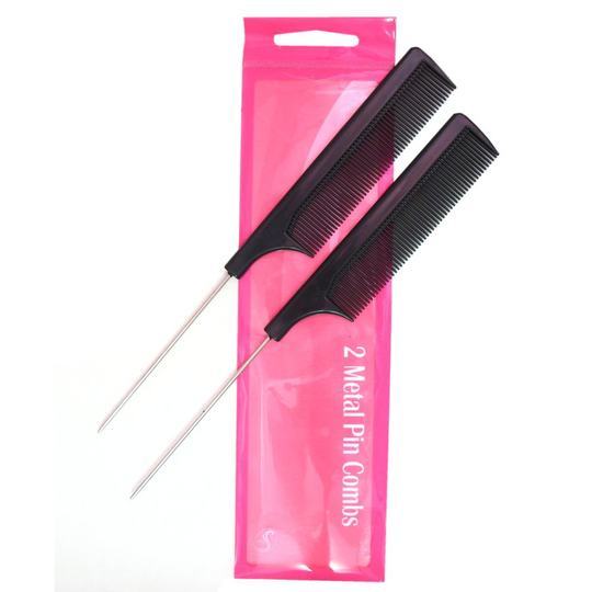 Serenade - 2 Fine Tooth Metal Tail Pin Styling Combs