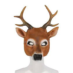 Reindeer Mask Men's Cosplay Christmas Masquerade Christmas Eve Festival / Holiday PU Leather Dark Brown Men's Women's Easy Carnival Costumes Lightinthebox