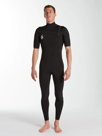 Men's Volcom Modulator 2/2 mm Short Sleeve Chest Zip Spring Wetsuit - Black