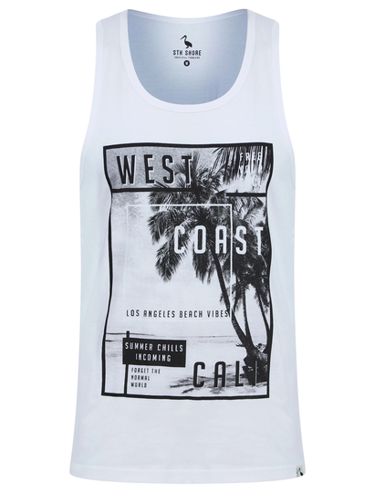 Vests WC Cali Motif Print Cotton Vest Top in Optic White - South Shore / S - Tokyo Laundry