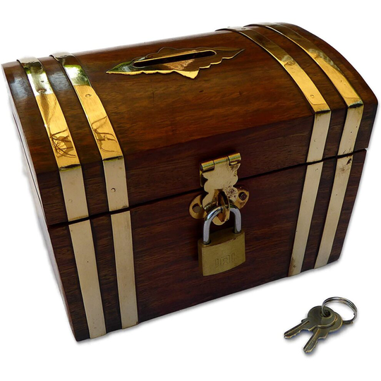 Purity Wooden Money Box with Brass Lock