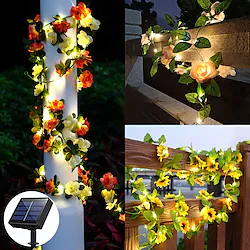 Solar Sunflower Rose LED Fairy String Lights Leaf Rattan Garland Outdoor Lights Waterproof 2.5m 30leds Warm White Lights Christmas Wedding Party Holiday Garden Patio Home Indoor Outdoor Decoration Lightinthebox