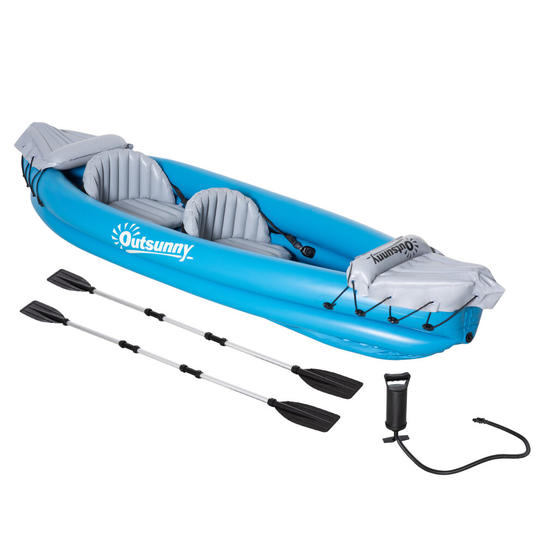 Outsunny Inflatable Kayak Two-Person Inflatable Boat w/ Air Pump