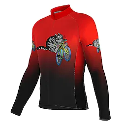21Grams Men's Cycling Jersey Long Sleeve Bike Jersey Top with 3 Rear Pockets Mountain Bike MTB Road Bike Cycling Breathable Quick Dry Moisture Wicking Reflective Strips Red Burgundy Blue Animal Lightinthebox