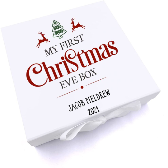 (Large) ukgiftstoreonline Personalised My First Christmas Eve Box With Reindeer & Tree Design
