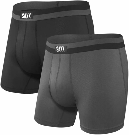 SAXX Sport Mesh 2-Pack Boxer Brief Black/Graphite S