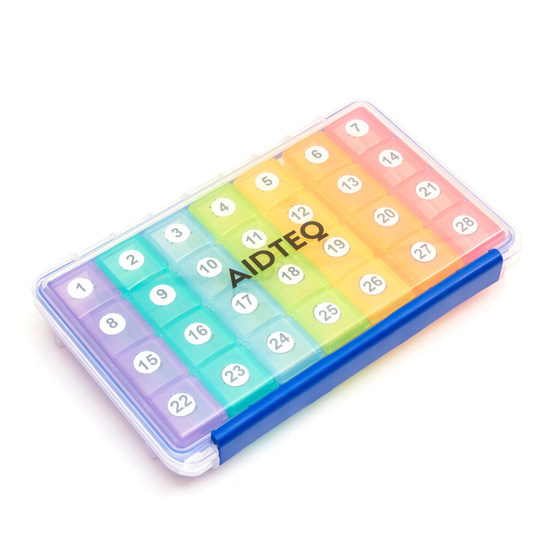 Aidteq Premium Pill Tablet Box 28 Day Monthly Weekly Organiser Large Compartment
