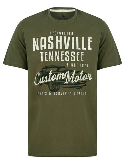 T-Shirts Nash Car Motif Cotton Jersey T-Shirt in Grape Leaf - South Shore / S - Tokyo Laundry