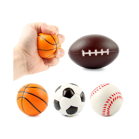 4PCS Decompression Toy Decompression Vent Foam Ball Stuffed Cotton Grip Ball Rugby Basketball Football