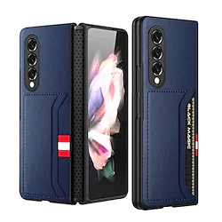 Phone Case For Samsung Galaxy Back Cover Z Fold3 Card Holder Shockproof Dustproof Solid Colored PU Leather TPU PC Lightinthebox