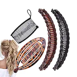 4 Pcs Banana Hair Clips Vintage Clincher Combs Tool For Thick Curly Hair Accessories Fish Shape Ponytail Holer Claws Grips Clamp Clip Claws Set For Women Lightinthebox