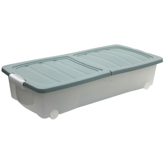 (Green) Under Bed Large Storage Box | Stackable With Wheels