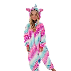 Kid's Kigurumi Pajamas Unicorn Flying Horse Galaxy Onesie Pajamas Flannel Fabric Cosplay For Boys and Girls Christmas Animal Sleepwear Cartoon Festival / Holiday Costumes / Leotard / Onesie Lightinthebox